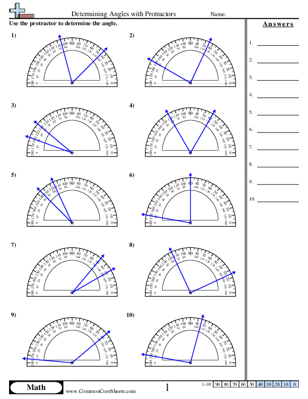 Determining Angles With Protractors worksheet